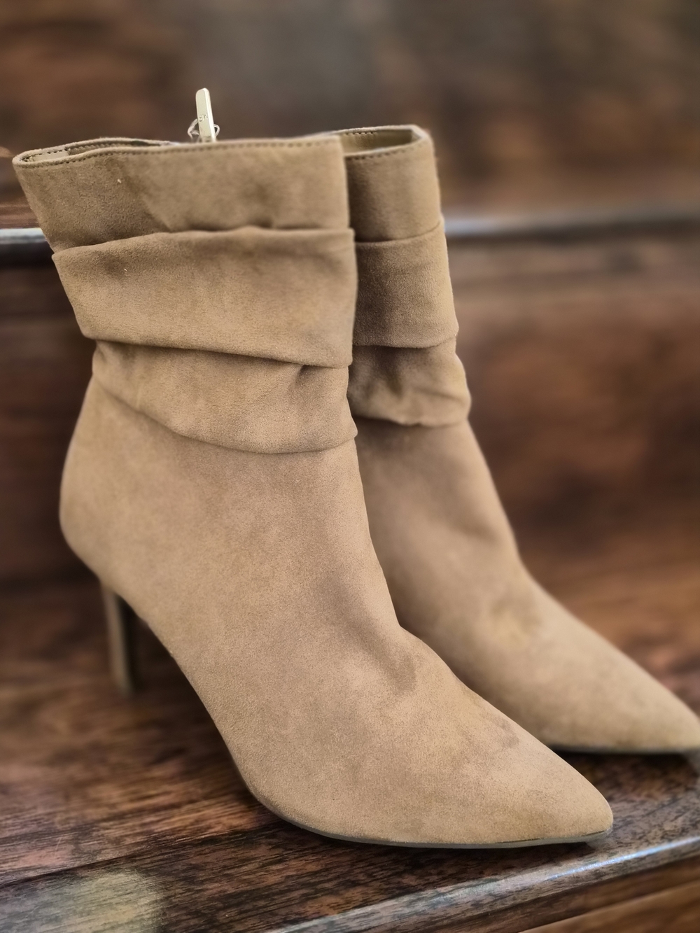 Marc Fisher Tan Suede Pointed Ankle Booties